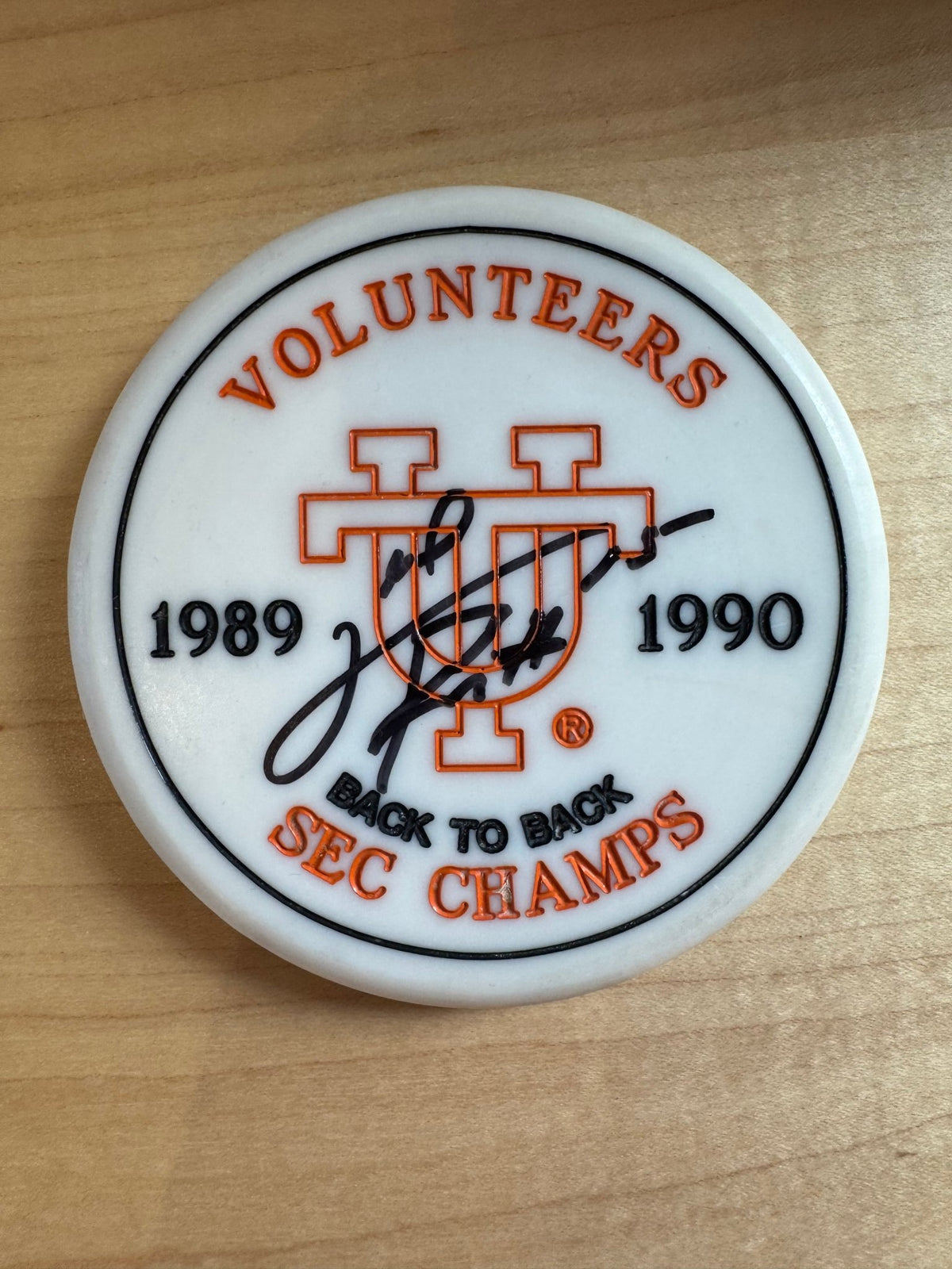 Carl Pickens Autographed Back-to-Back SEC Champions Coaster - The Volunteer Club