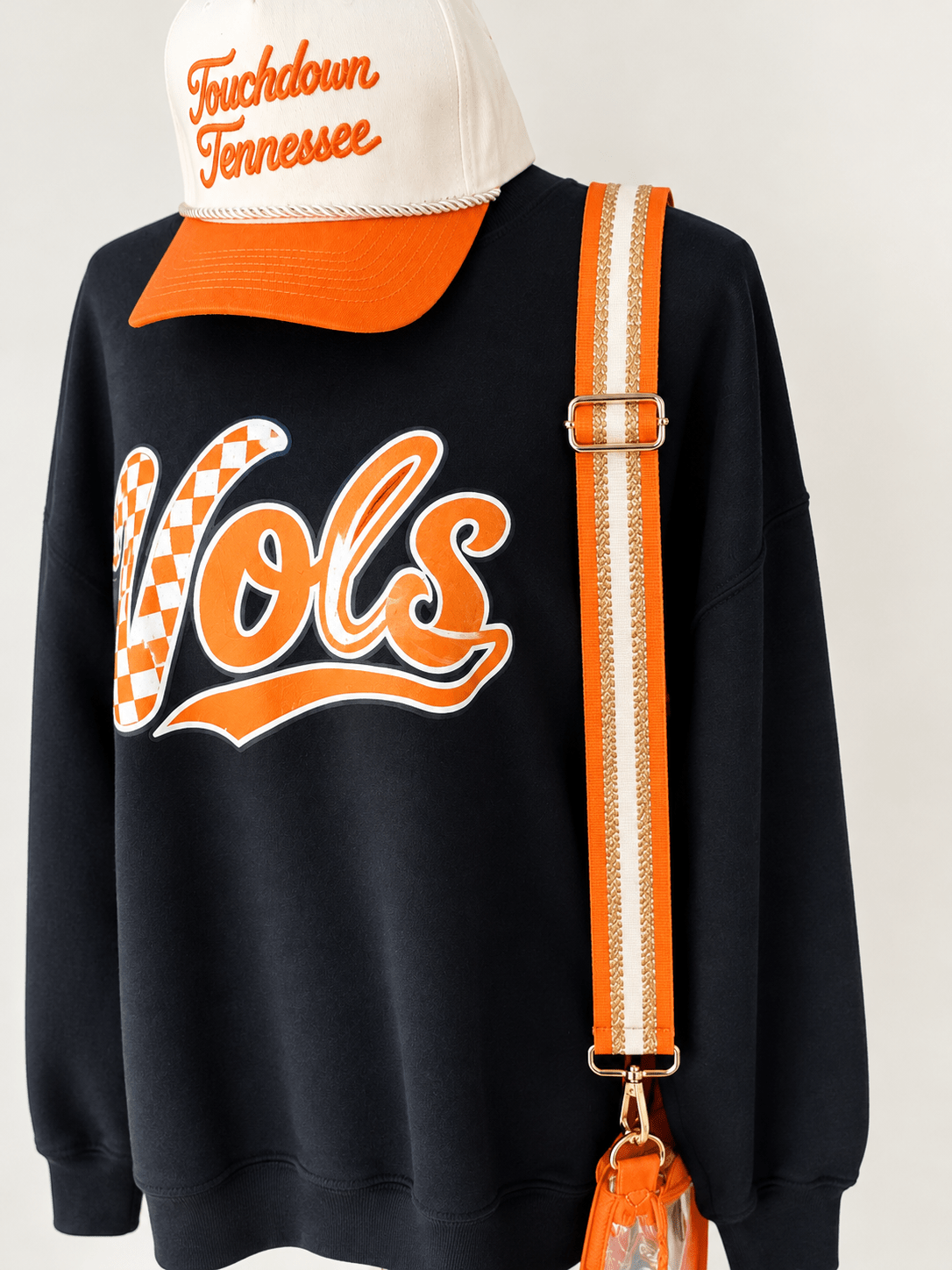 Orange and White stripe Gameday Bag Strap - 1.5" - The Volunteer Club