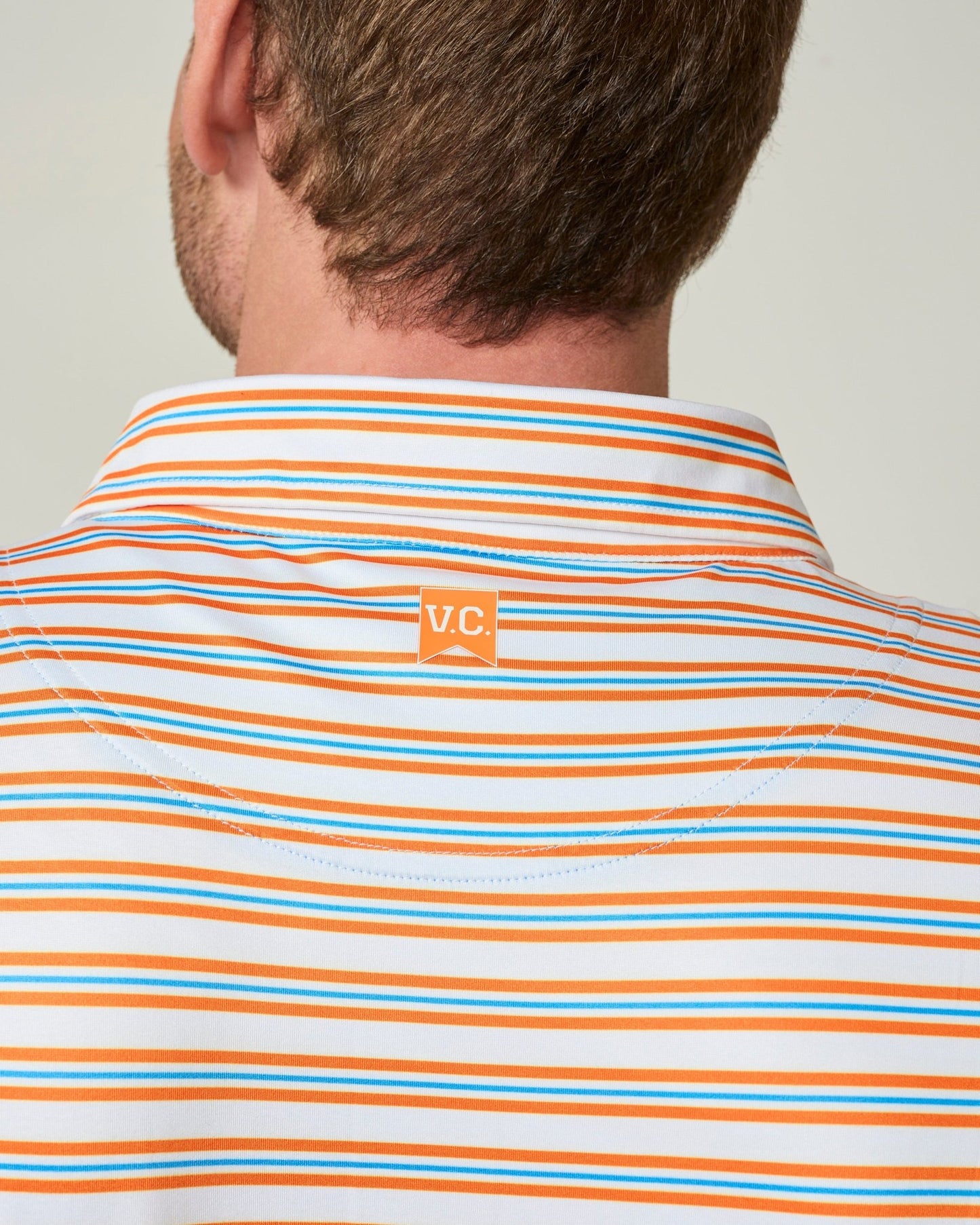 Orange & Summitt Blue Striped Polo - The Volunteer Club