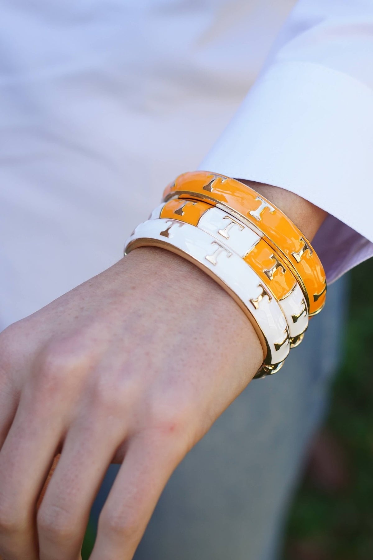 Tennessee Vols Sculpted Enamel Checkered Hinge Bangle - The Volunteer Club