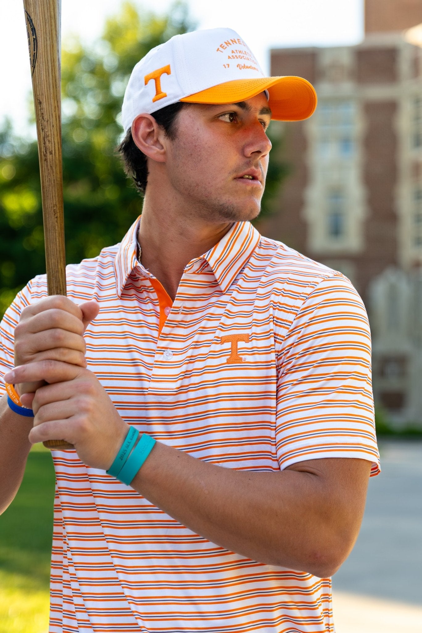 Volunteer Club Tennessee Orange and Grey Striped Polo - The Volunteer Club