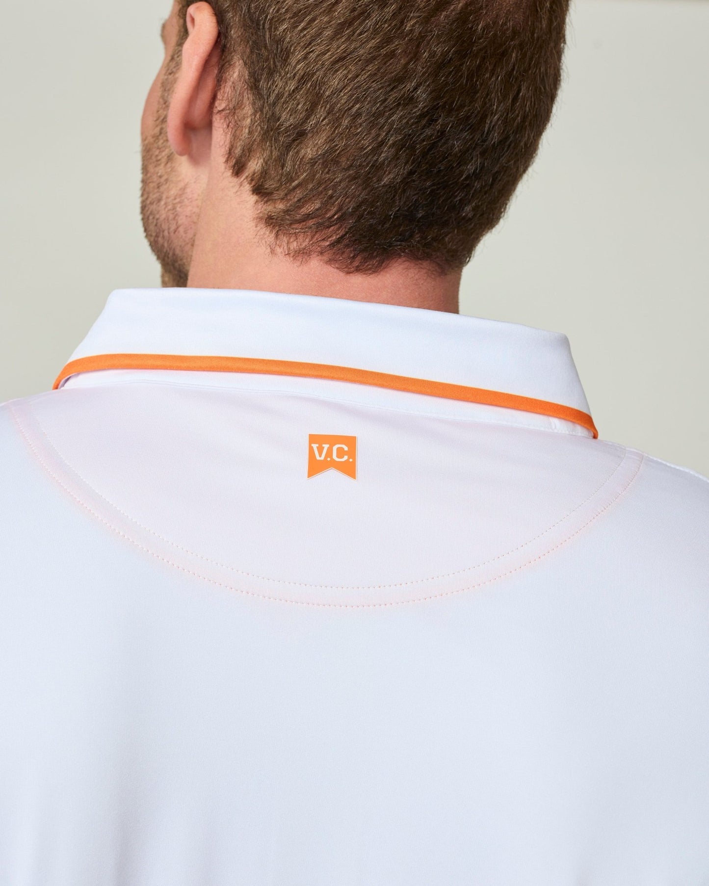 White & Orange Stripe Collar Polo - The Volunteer Club