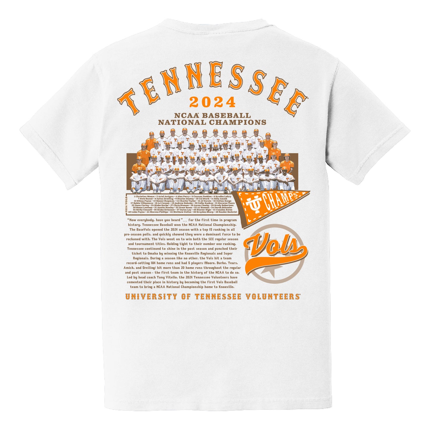 Adult Tennessee Volunteers NCAA Baseball National Champions NIL T-Shirt