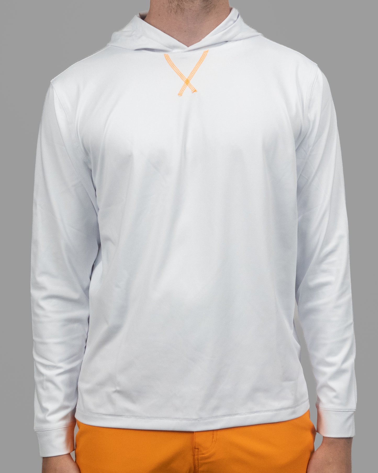 White with Orange Stitch Golf Hoodie