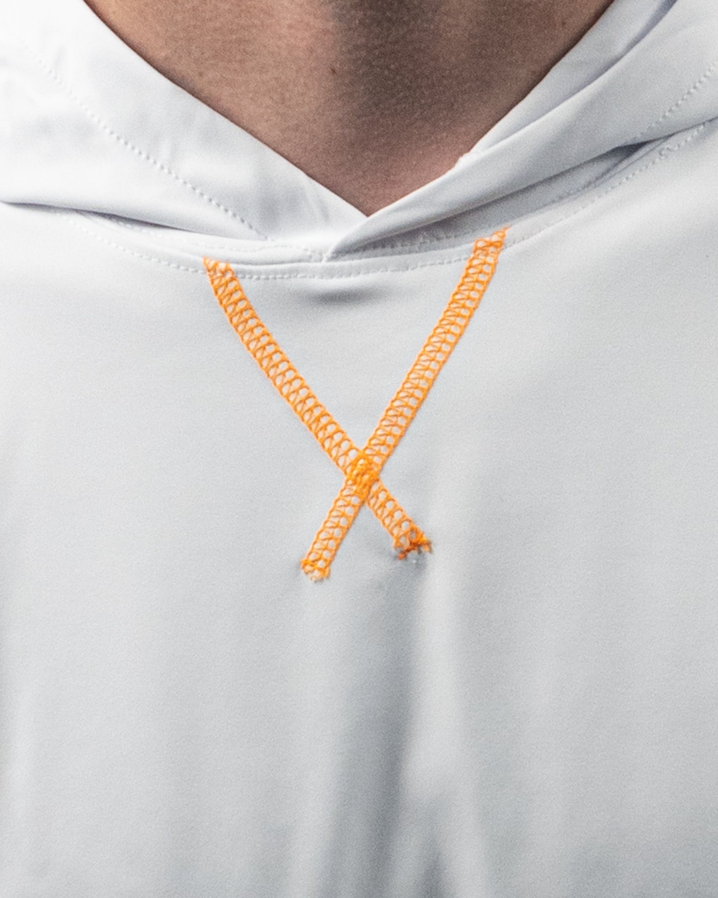 White with Orange Stitch Golf Hoodie