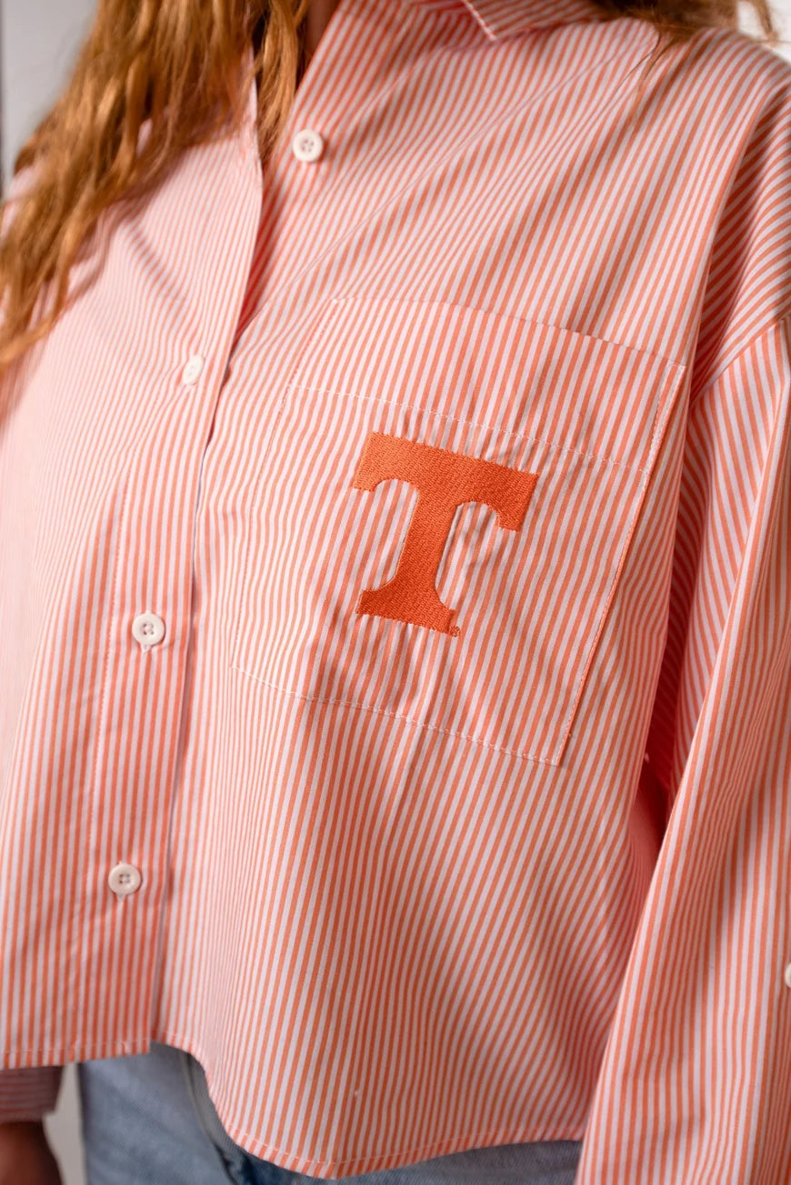 T Logo Patch stripe shirt