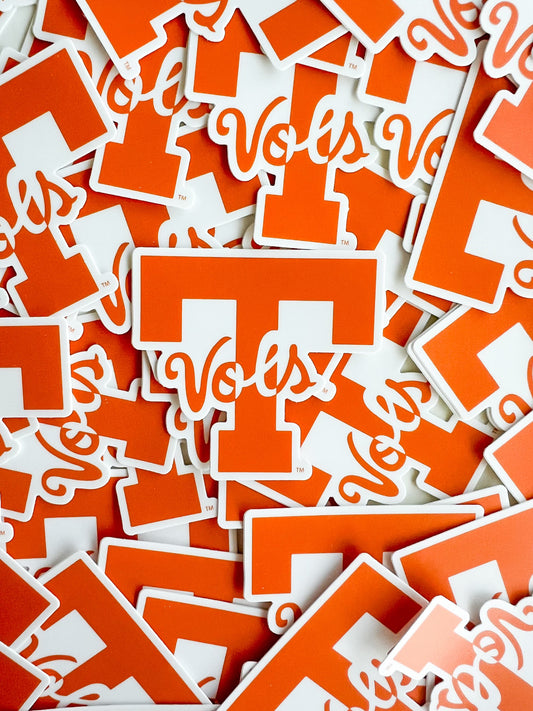 Block T with Script Vols Sticker