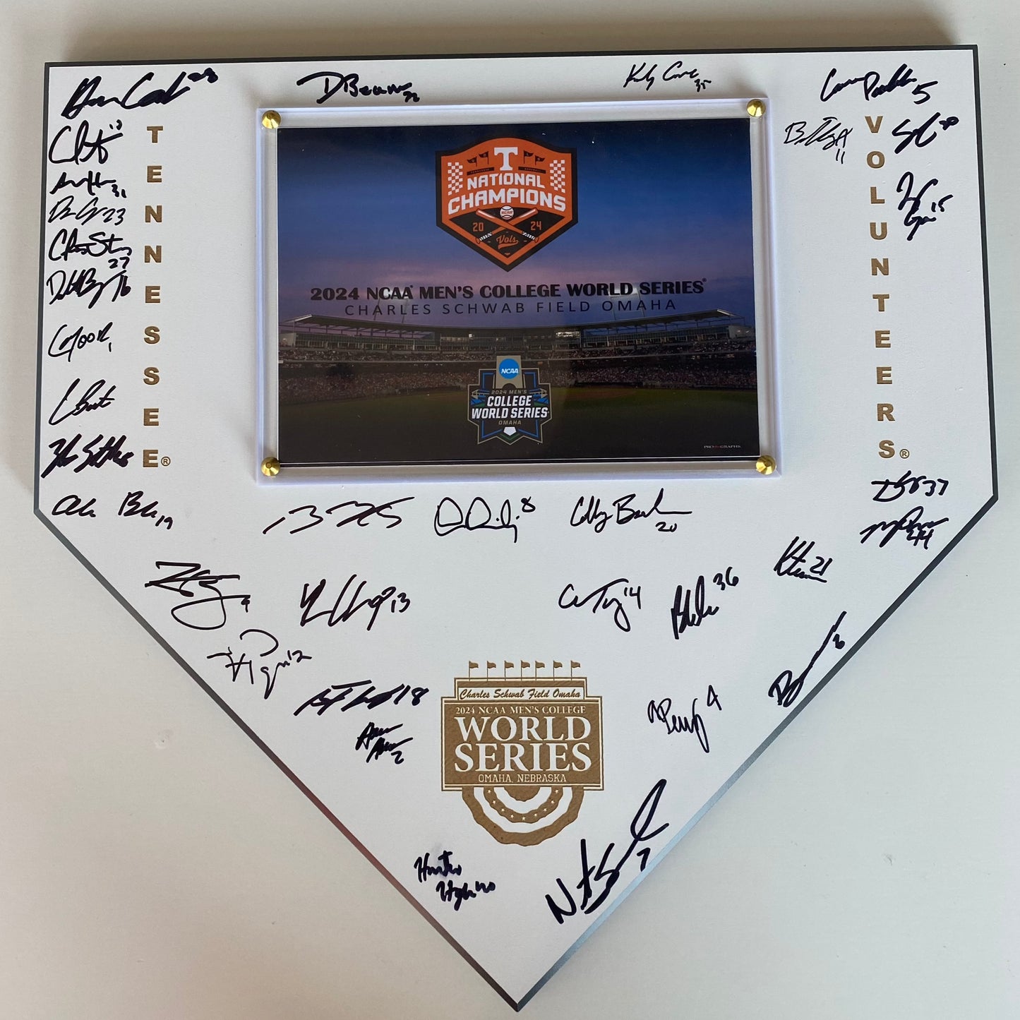 Tennessee Baseball Team Autographed NCAA Baseball National Champions Home Plate