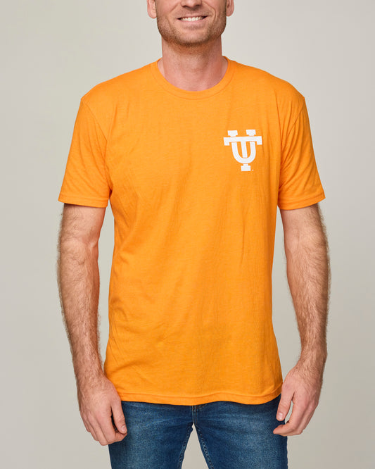 Orange Interlocking UT with Retro Football Player on the Back