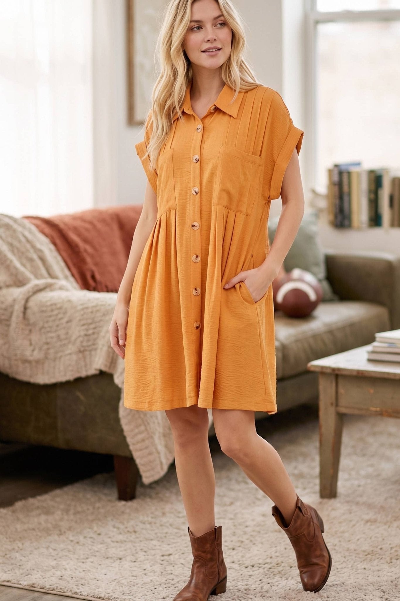 Button Front Airflow Shirt Dress - The Volunteer Club