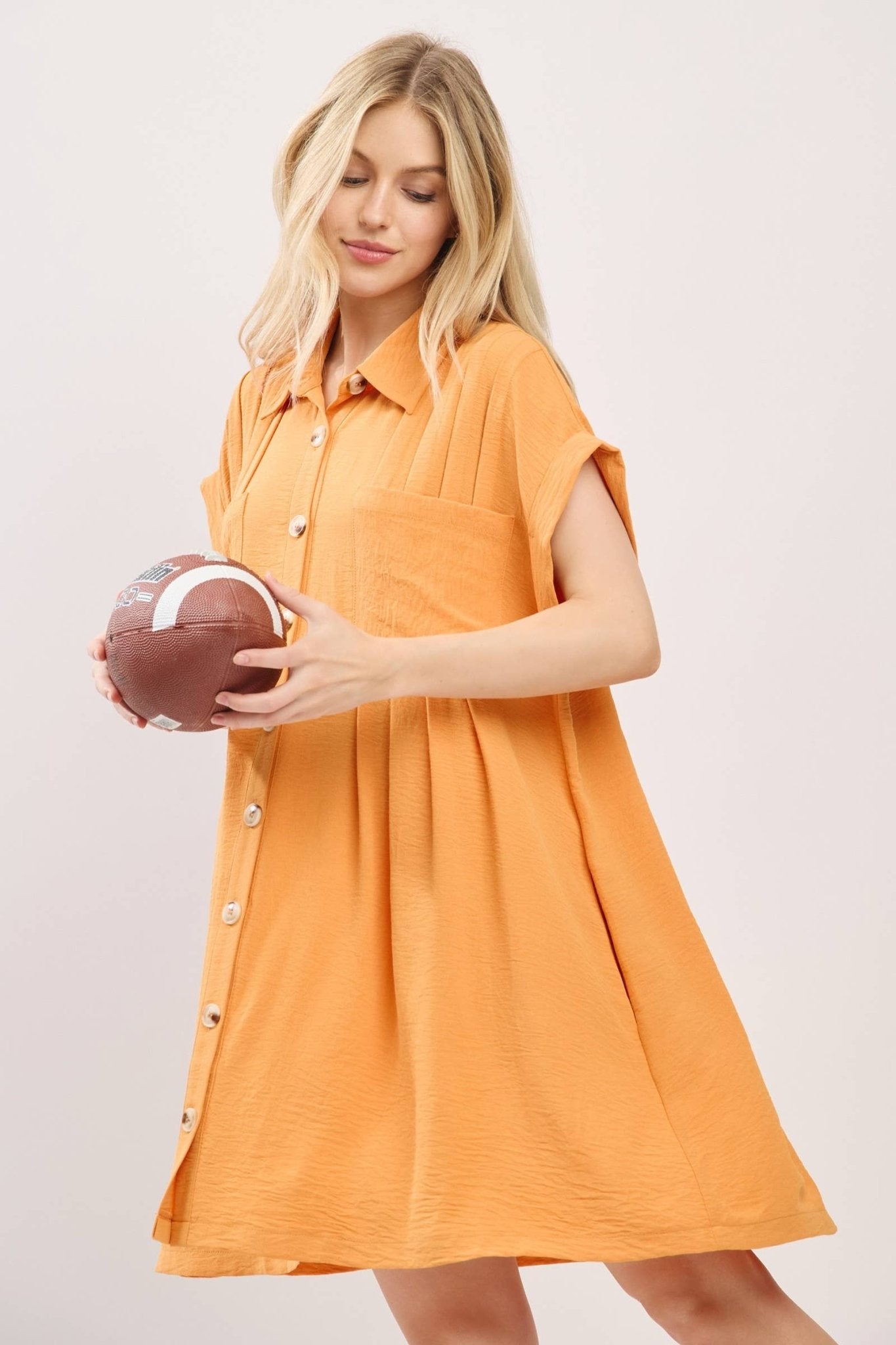 Button Front Airflow Shirt Dress - The Volunteer Club
