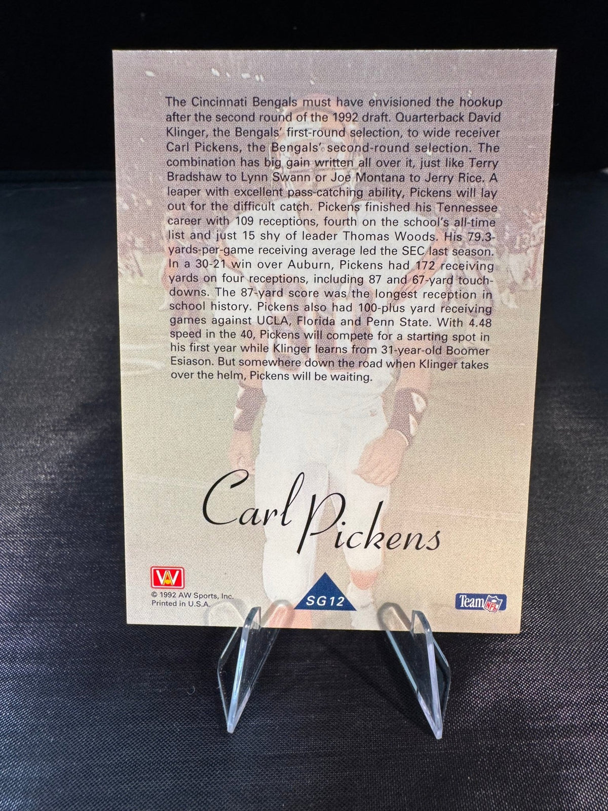Carl Pickens 1992 AW Sports Card - The Volunteer Club
