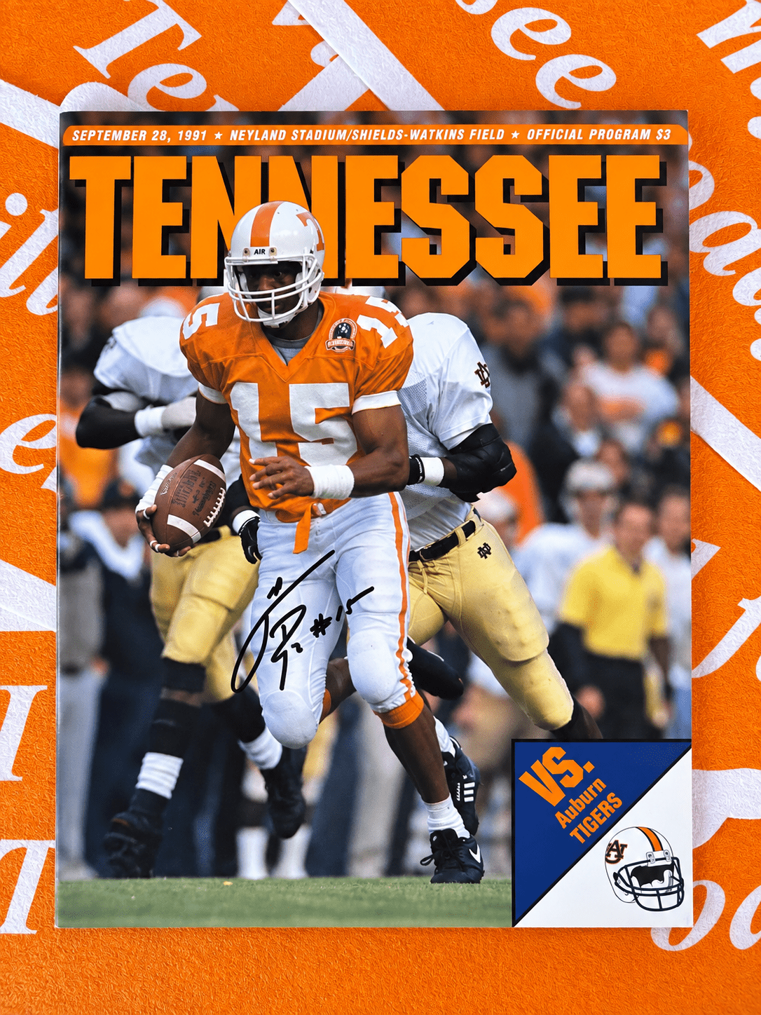Carl Pickens Autographed 1991 Auburn Game Program - The Volunteer Club