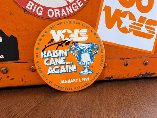Carl Pickens Autographed Raisin Cane Sugar Bowl Buttons - The Volunteer Club