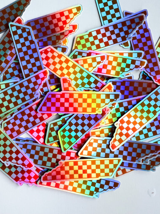 Checkerboard State Holographic Sticker - The Volunteer Club