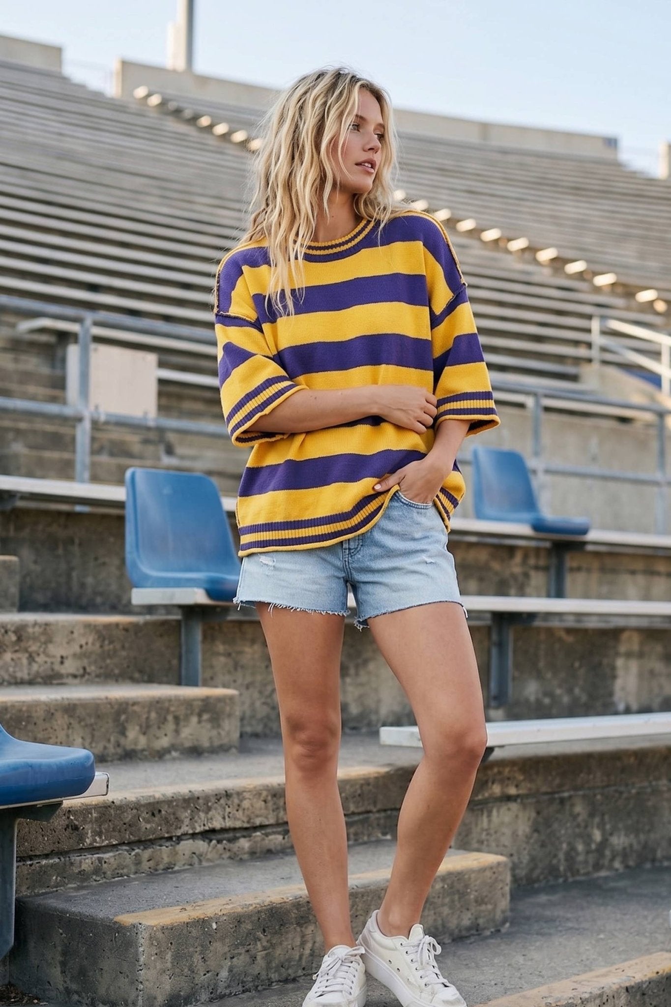 Gameday Stripe Knit Oversized Top - The Volunteer Club