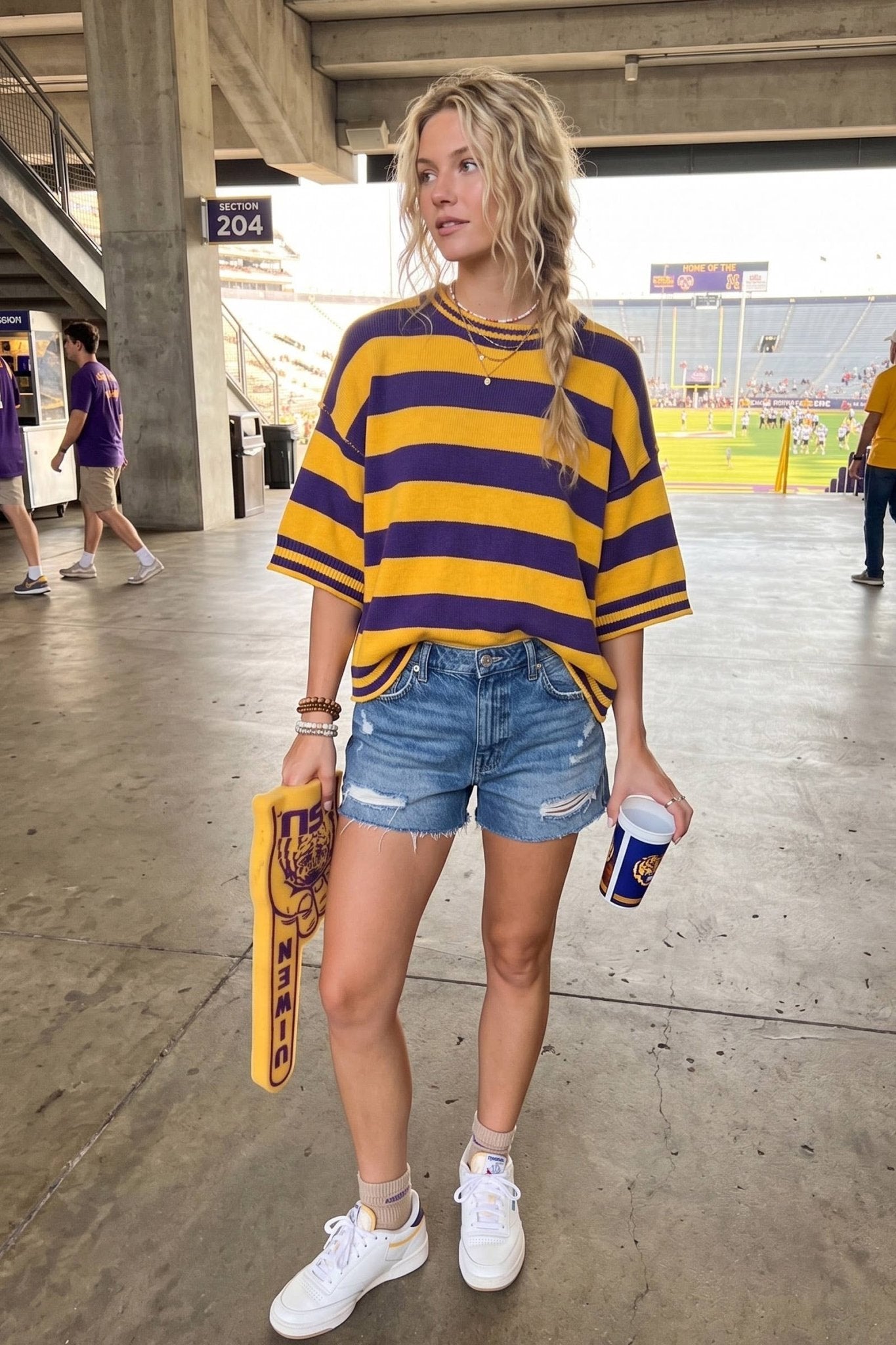 Gameday Stripe Knit Oversized Top - The Volunteer Club