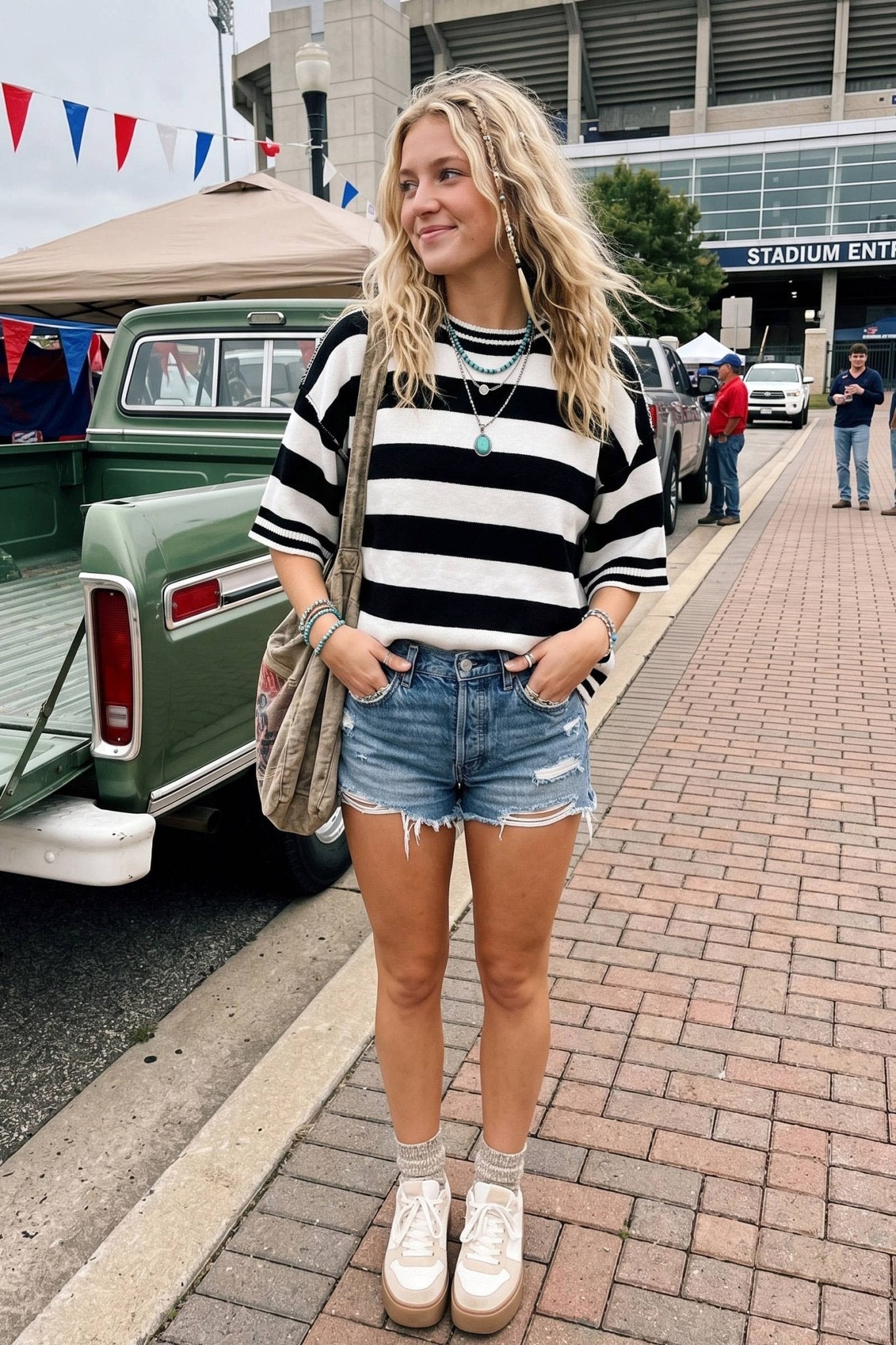 Gameday Stripe Knit Oversized Top - The Volunteer Club