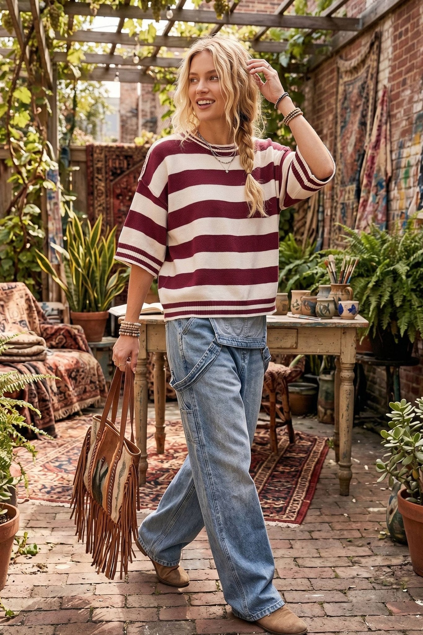 Gameday Stripe Knit Oversized Top - The Volunteer Club