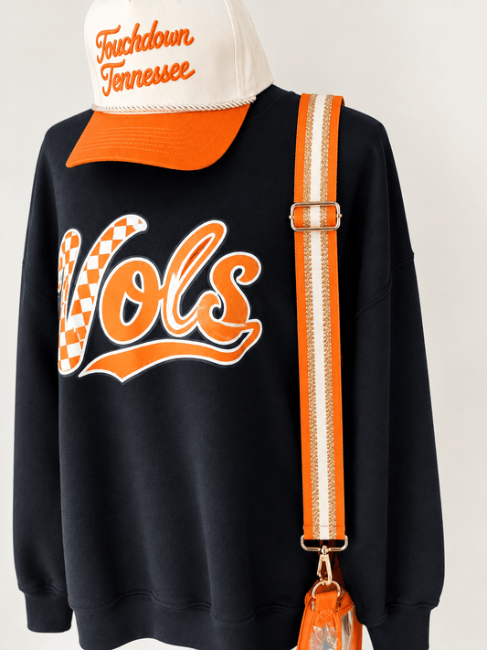 Orange and White stripe Gameday Bag Strap - 1.5" - The Volunteer Club