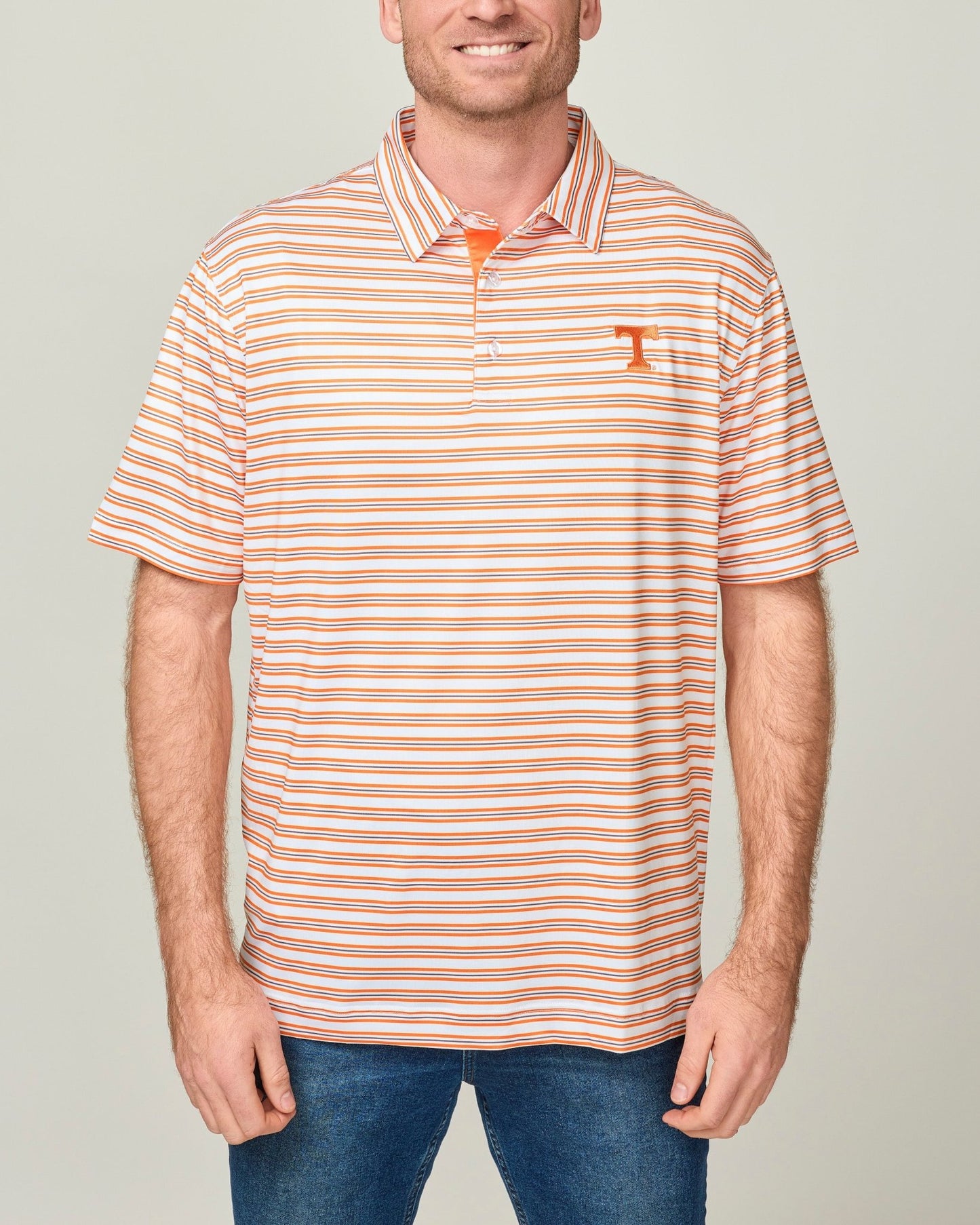 Orange & Grey Striped Polo - The Volunteer Club