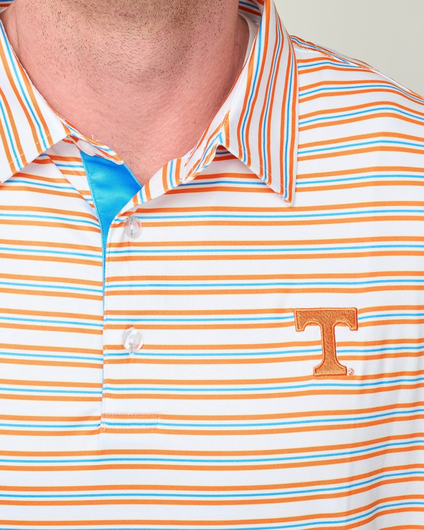 Orange & Summitt Blue Striped Polo - The Volunteer Club