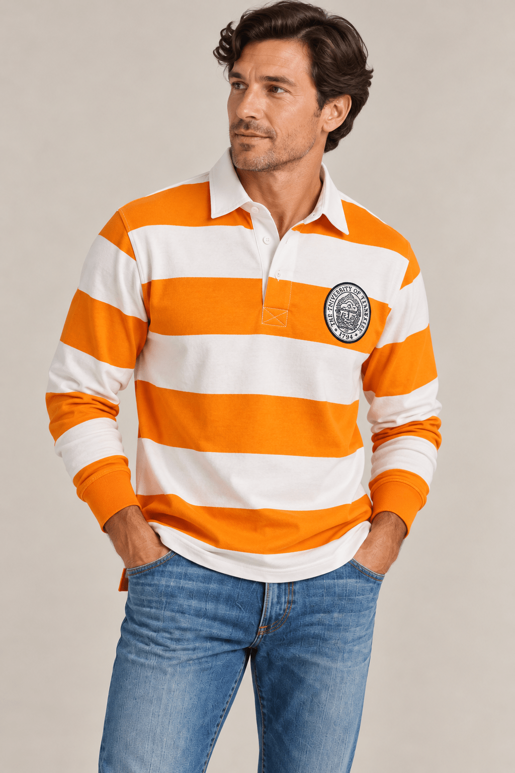 Tennessee Heritage Rugby Shirt – Orange & White Stripe - The Volunteer Club