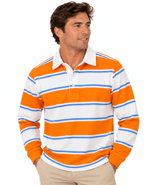 Tennessee Tri-Stripe Rugby Shirt – Orange, White & Blue - The Volunteer Club