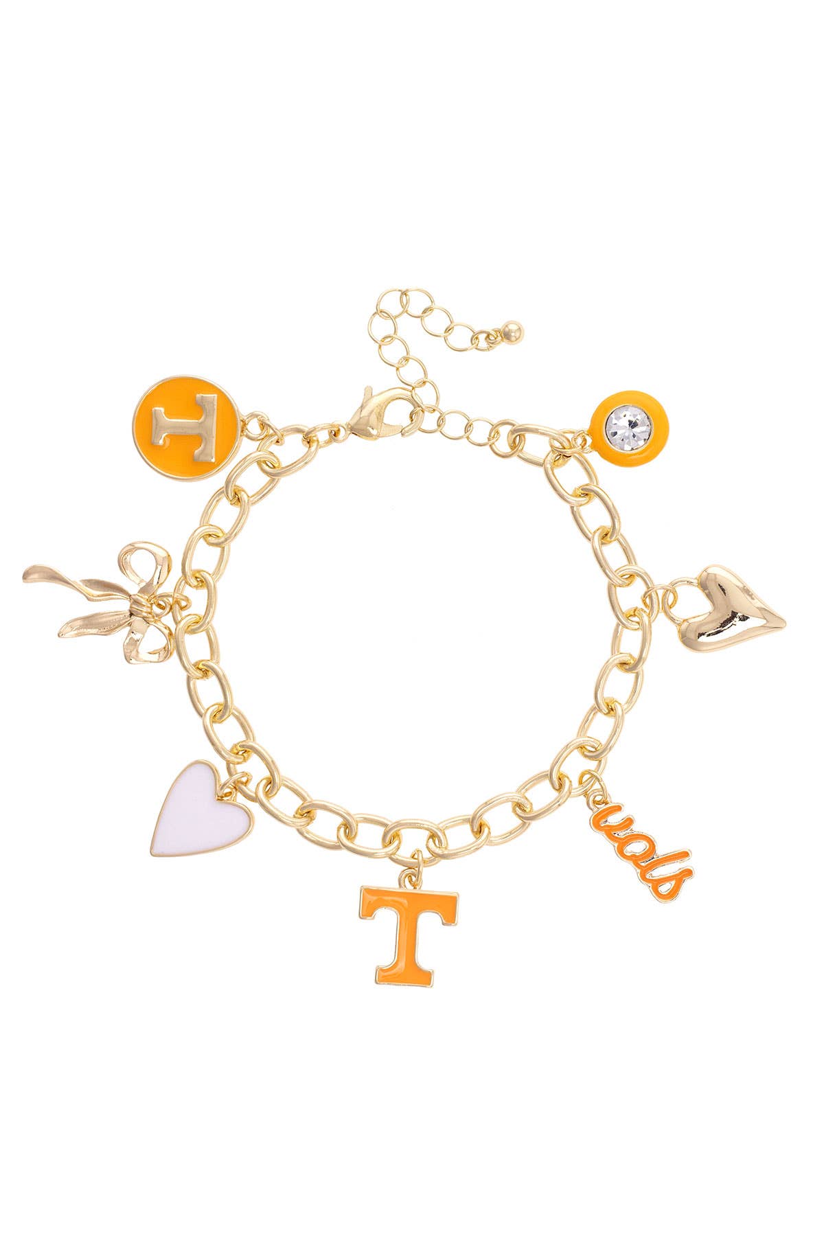 Tennessee Vols Enamel Icons Charm Bracelet in Shiny Gold - The Volunteer Club