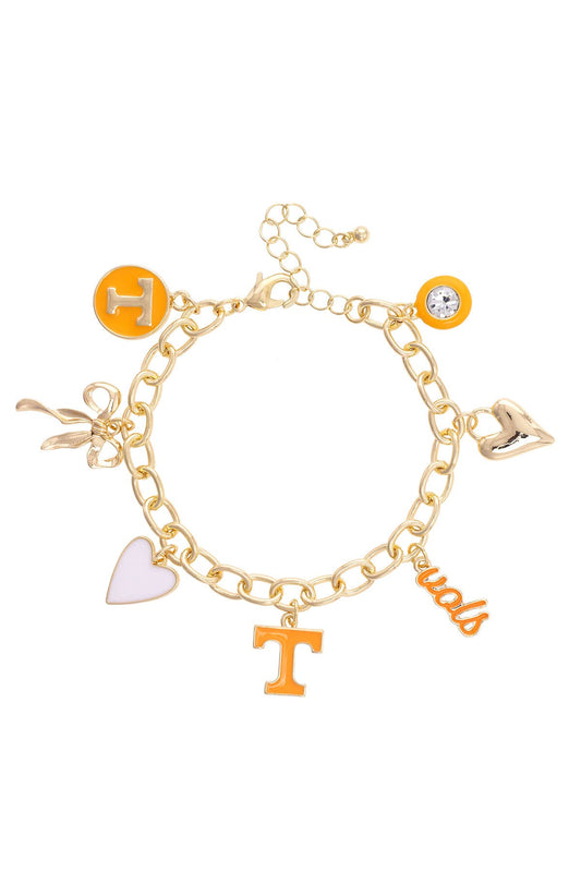 Tennessee Vols Enamel Icons Charm Bracelet in Shiny Gold - The Volunteer Club