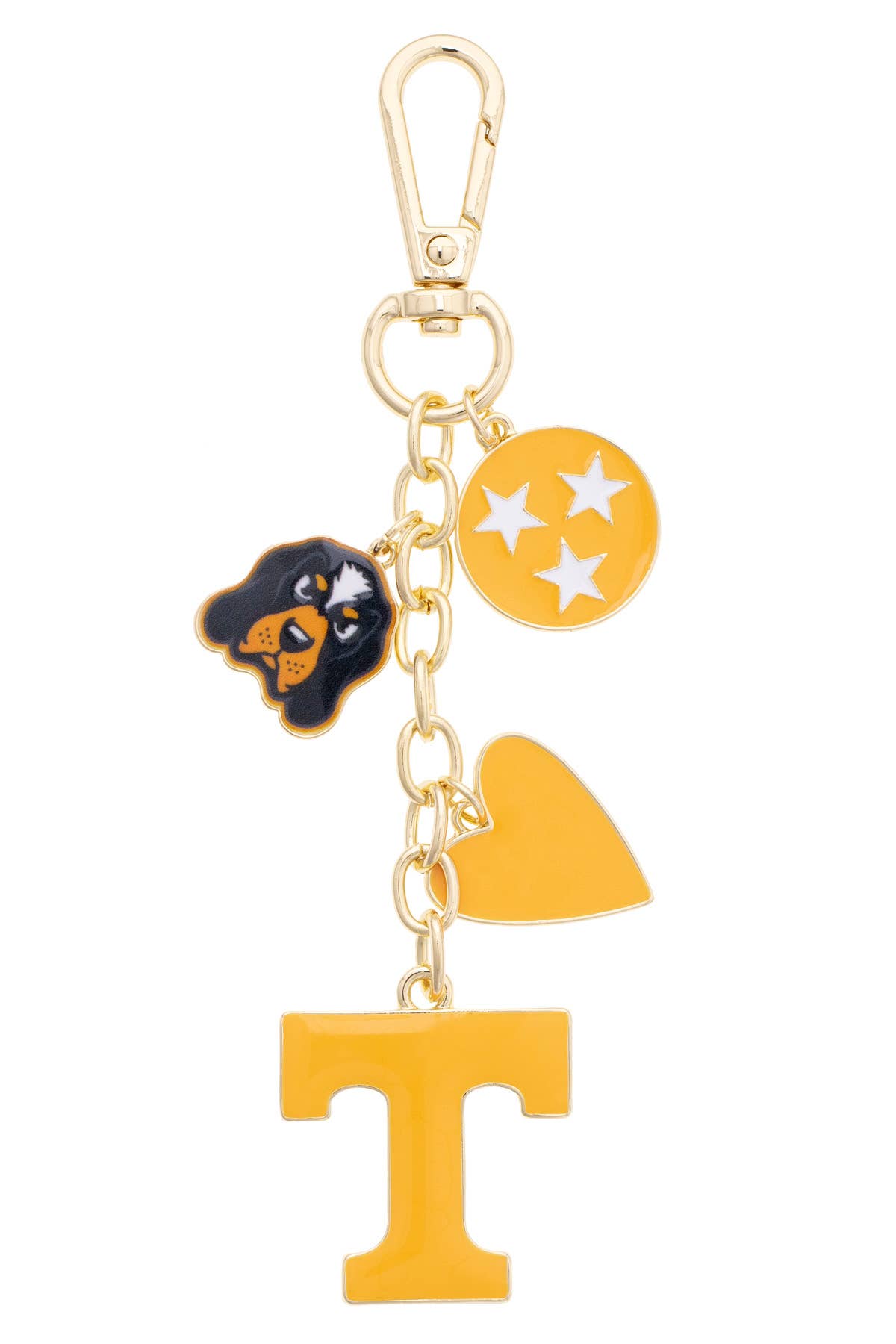 Tennessee Vols Heart Cluster Bag Charm - The Volunteer Club