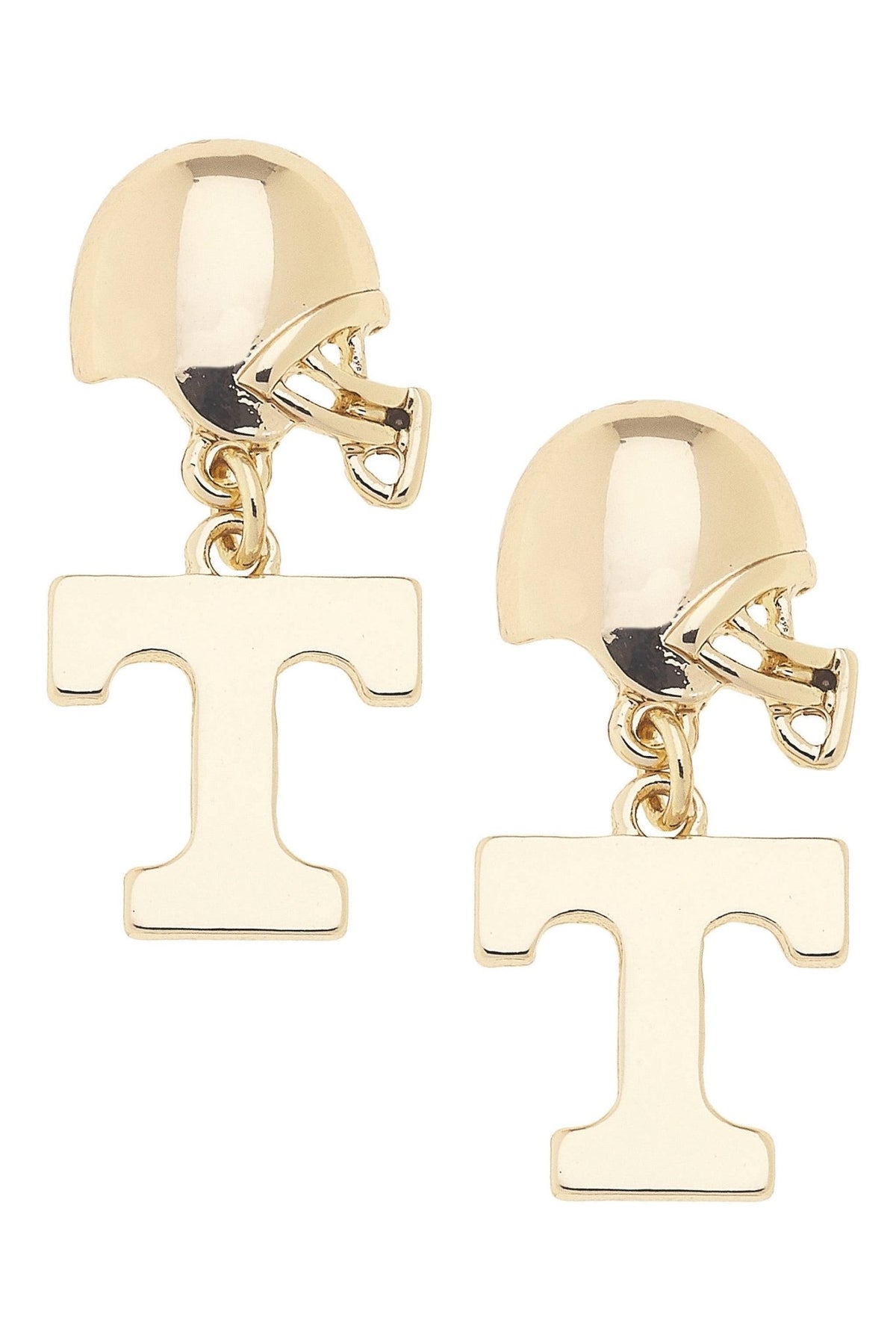 Tennessee Vols Logo Helmet Earrings in Shiny Gold - The Volunteer Club