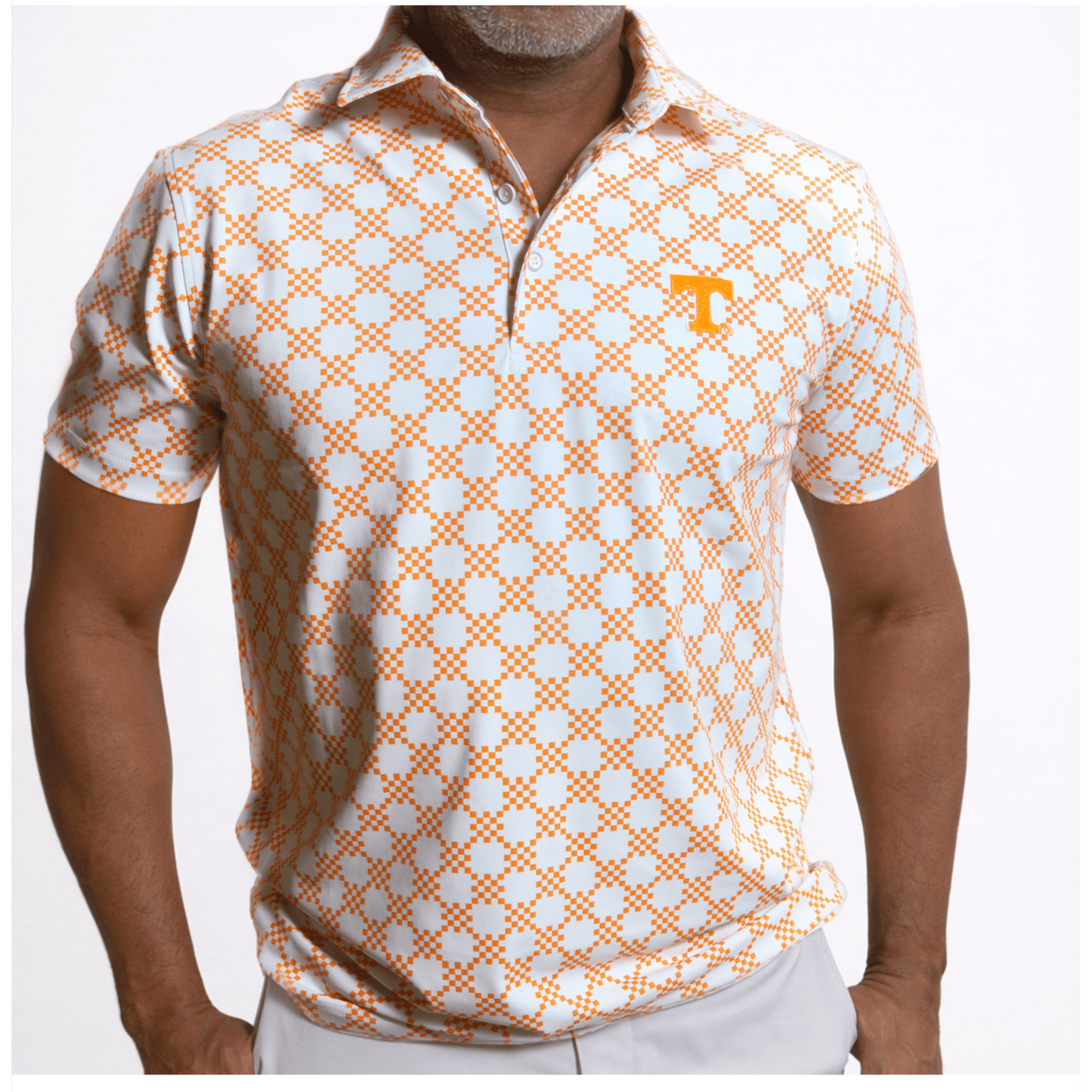 UT Checkerboard Golf Polo - The Volunteer Club