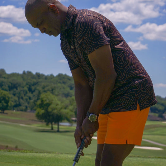 UT Topographic Black and Orange Golf Polo - The Volunteer Club