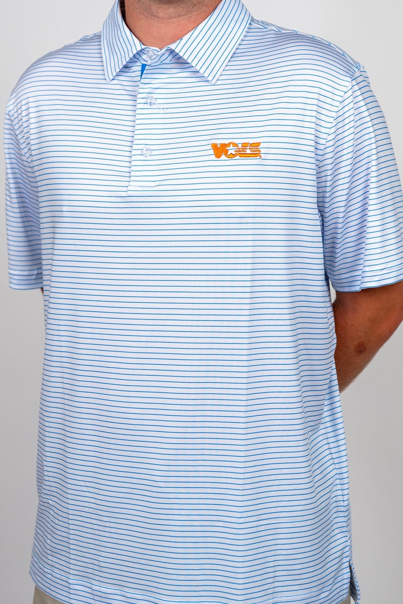Volunteer Club Summitt Blue striped Star Vols Polo - The Volunteer Club