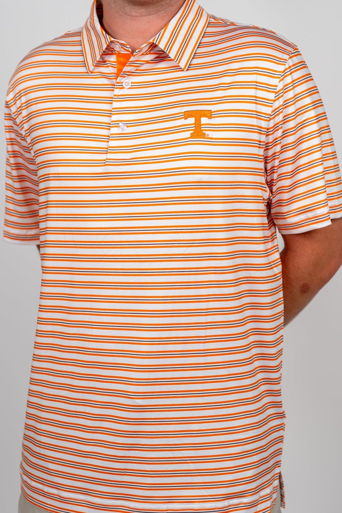Volunteer Club Tennessee Orange and Grey Striped Polo - The Volunteer Club