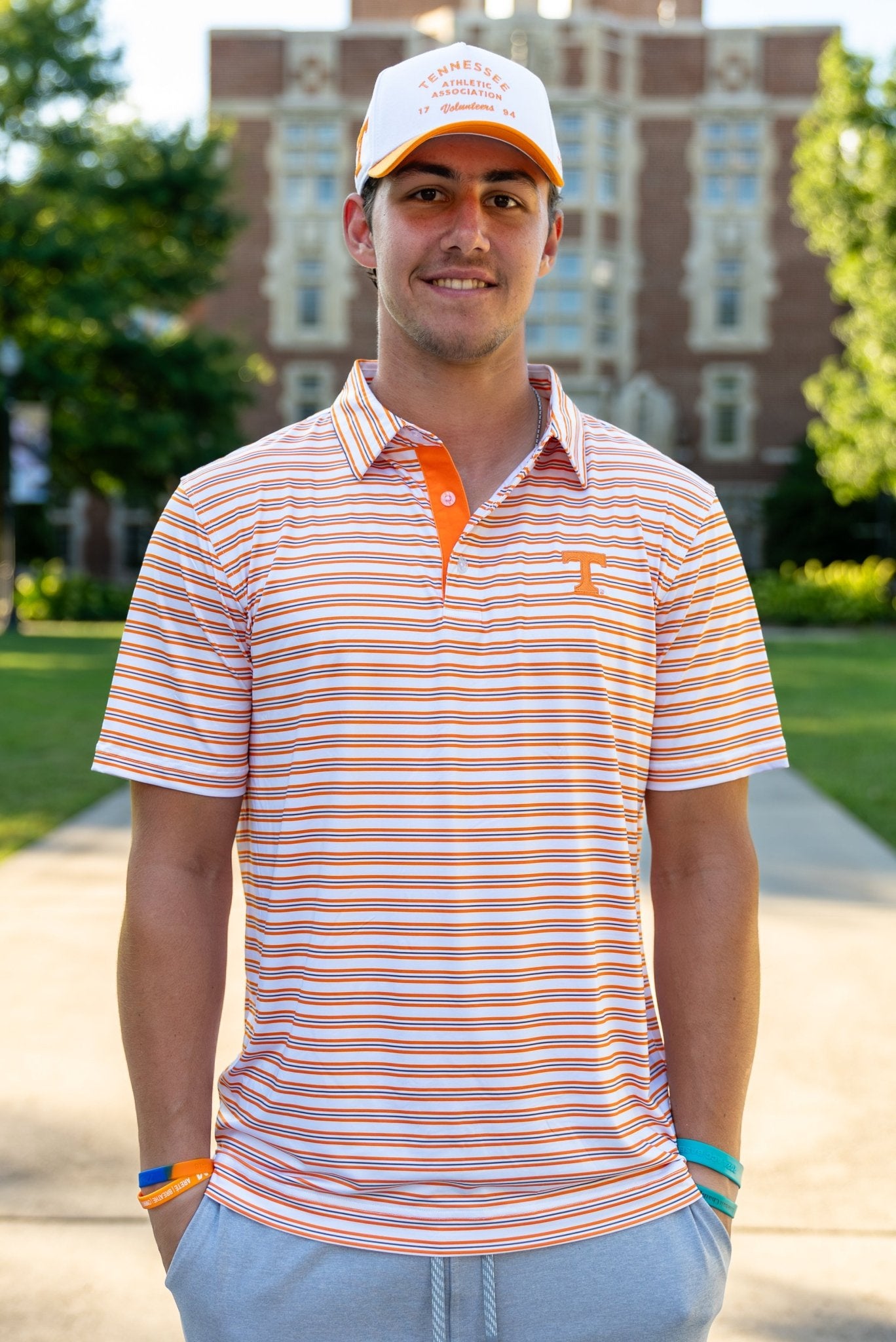 Volunteer Club Tennessee Orange and Grey Striped Polo - The Volunteer Club