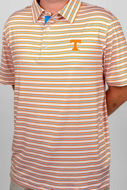 Volunteer Club Tennessee Orange and Summitt Blue Striped Polo - The Volunteer Club