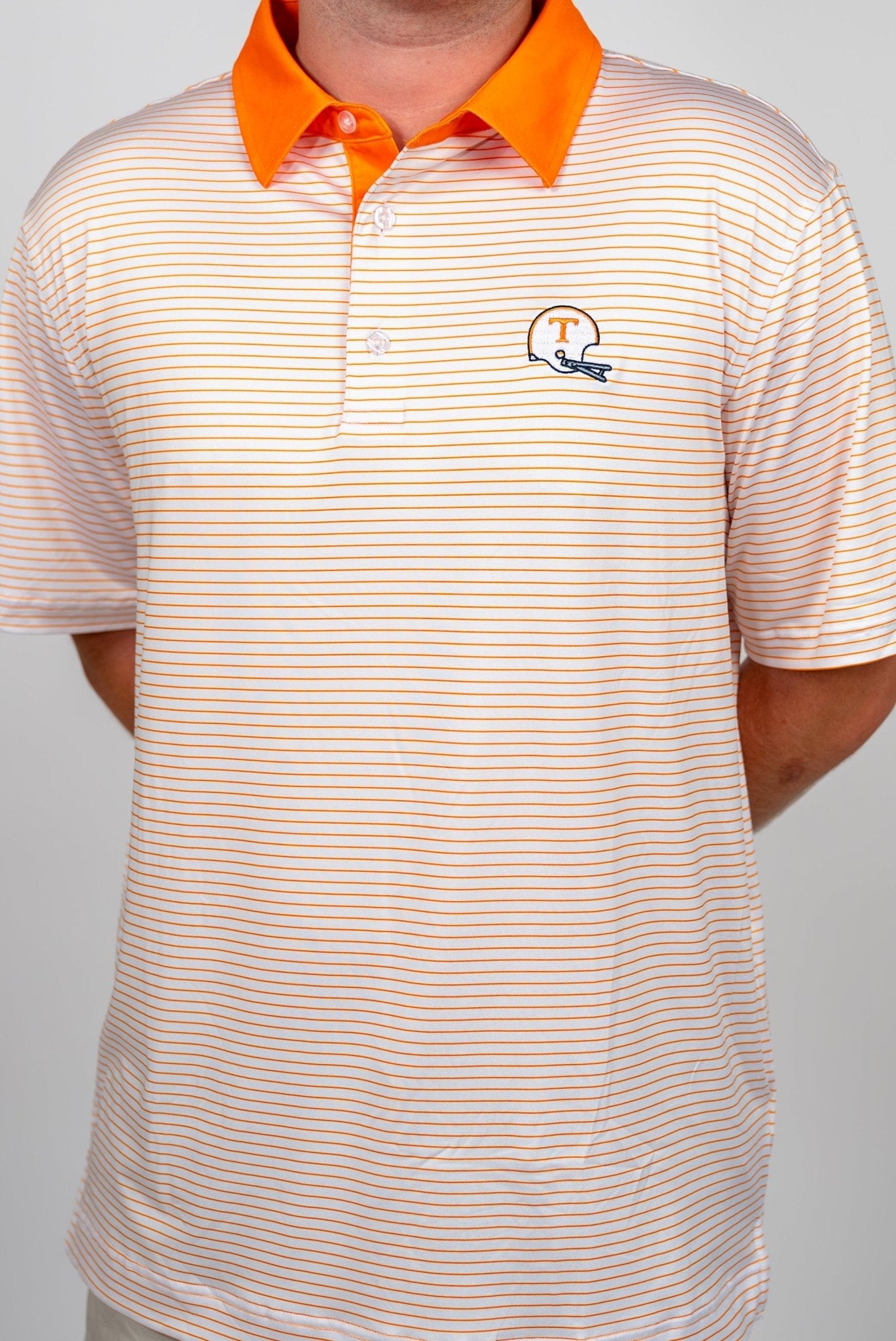 Volunteer Club Tennessee Orange Striped Retro Helmet Polo - The Volunteer Club