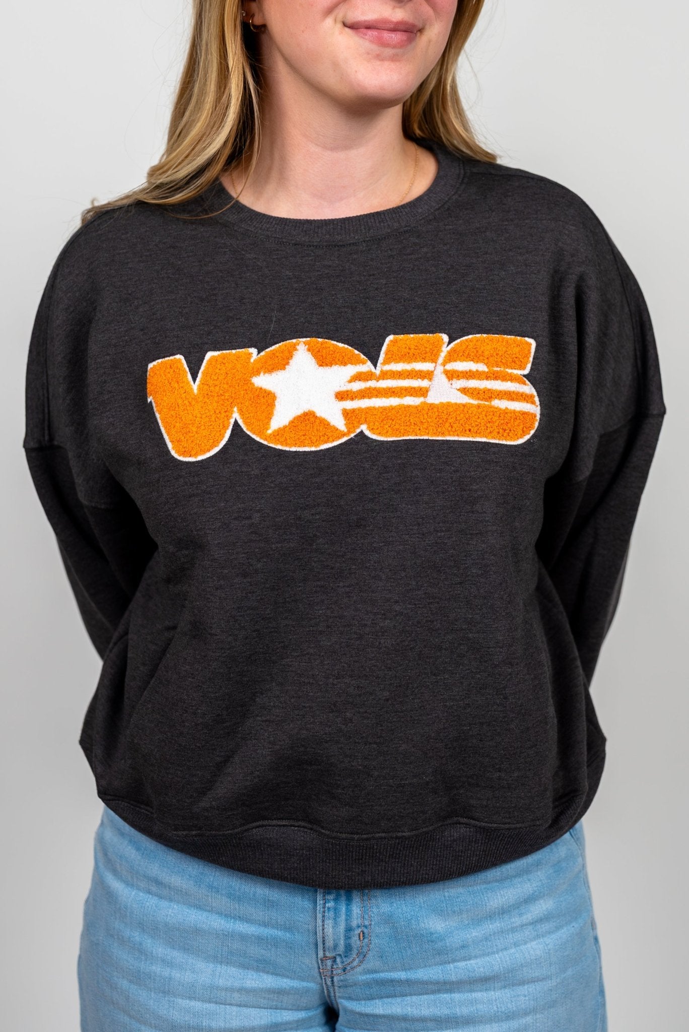 Volunteer Traditions Chenille Patch Star Vols Crewneck - The Volunteer Club